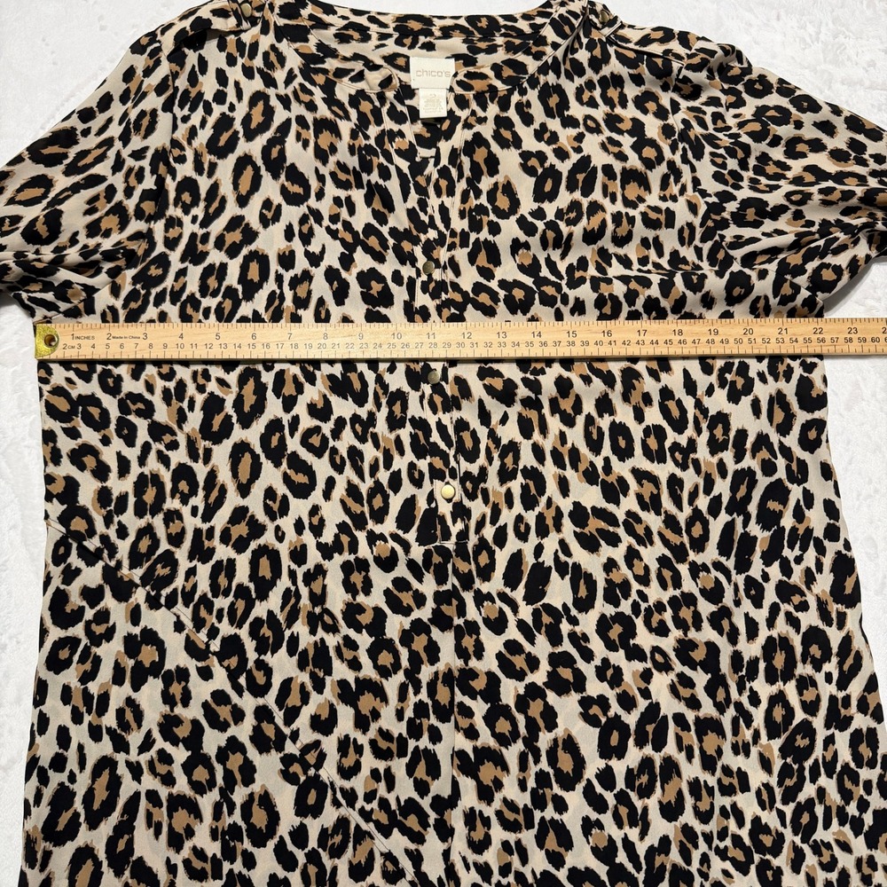 Chico's Leopard Print Asymmetrical Hem Tunic Dress Size L Boho Chic - Picture 6 of 8